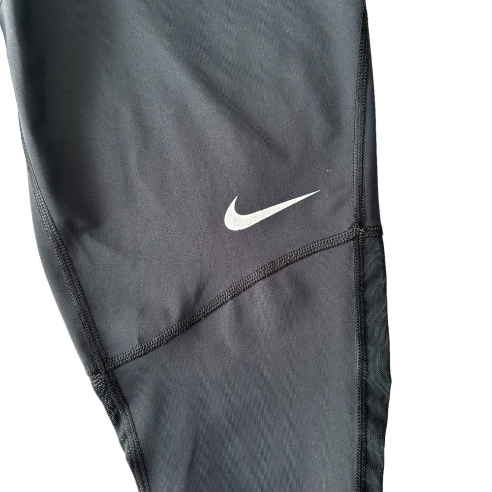 NIKE WOMENS DRI-FIT BLACK MID-RISE 7/8 MESH-PANELLED LEGGINGS IN SIZE US S - Picture 3 of 16